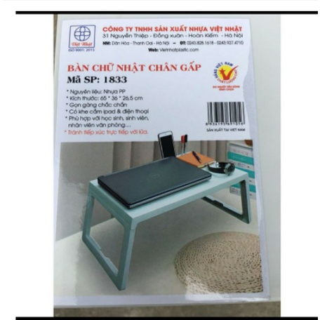 Bàn học, làm việc, bàn nhựa thông minh gấp gọn có khe cắm điện thoại