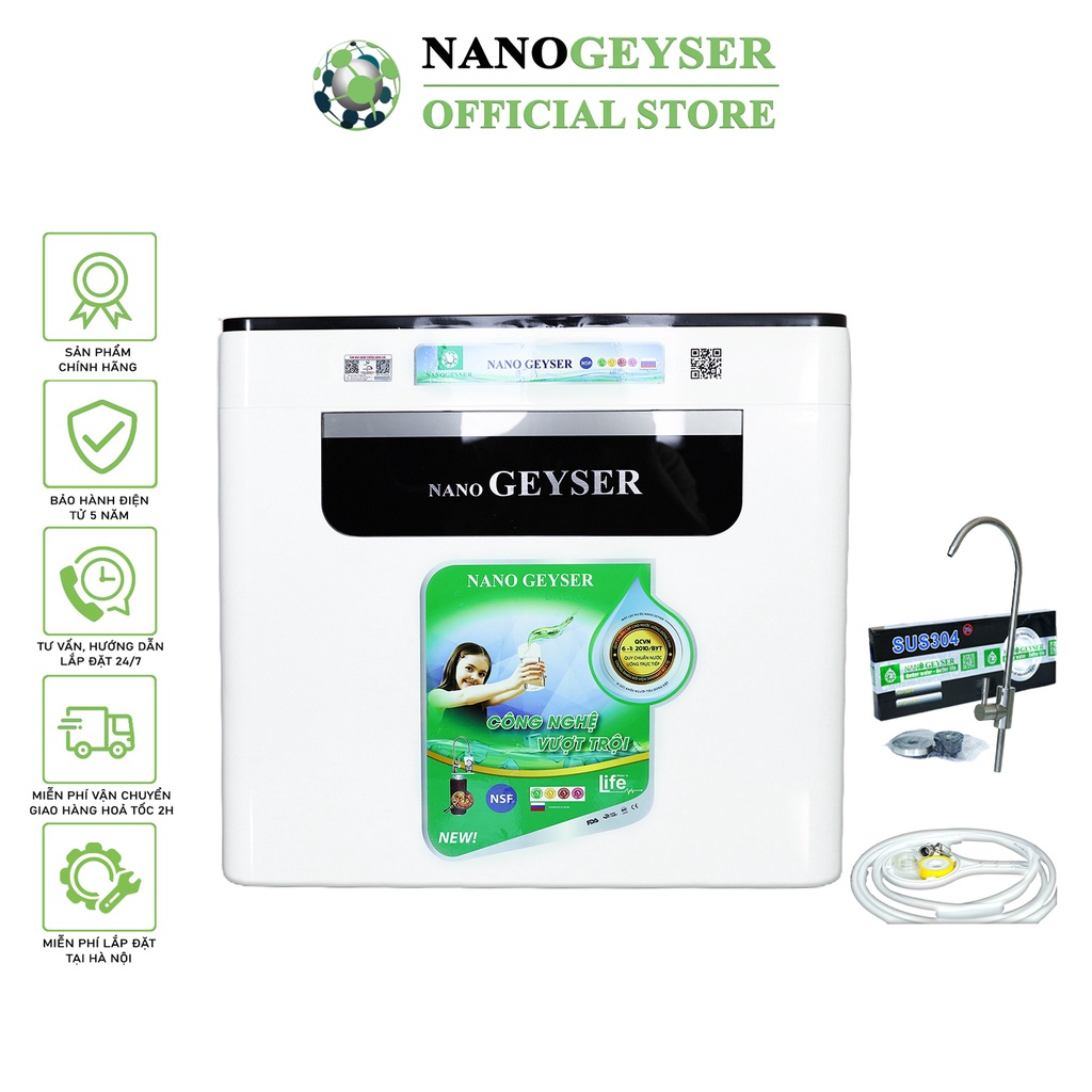 Máy lọc nước Nano Geyser ECO H, Công nghệ lọc trực tiếp Nano, Bảo hành điện tử 5 năm qua app chính hãng