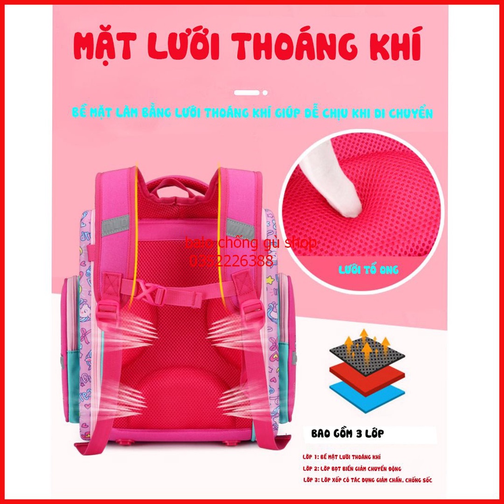Balo cho bé trai - gái tiểu học, ba lô học sinh nam nữ đi học cấp 1 chống gù, siêu nhẹ.