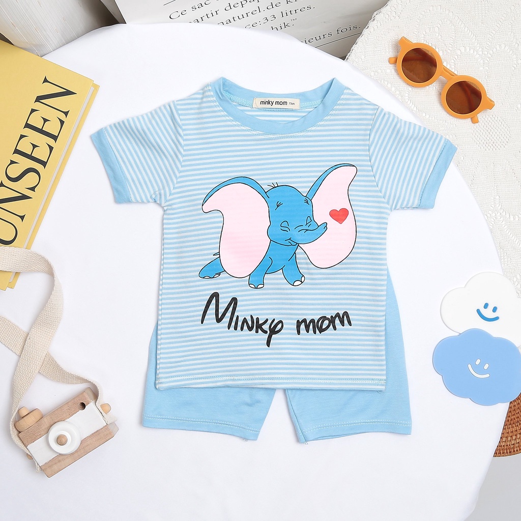 Bộ Cộc Tay Thun Lạnh Minky Mom Cho Bé Trai Bé Gái Size 8-18kg 💖 Bộ Ngắn Tay Sọc Tom&Jerry thun lạnh cao cấp mềm mịn mát