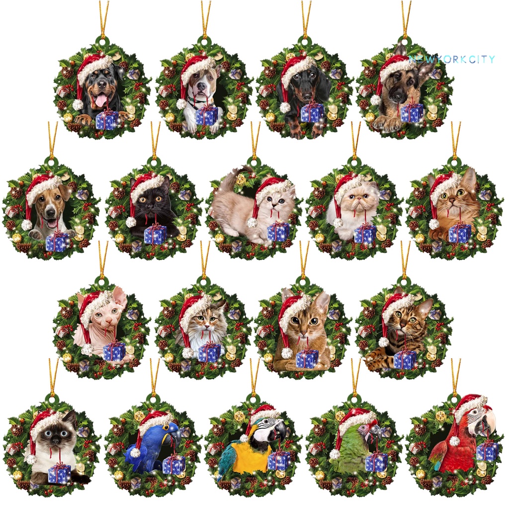 Vòng Nguyệt Quế Treo Trang Trí Cây Thông Giáng Sinh Bằng Gỗ In Hình Động Vật