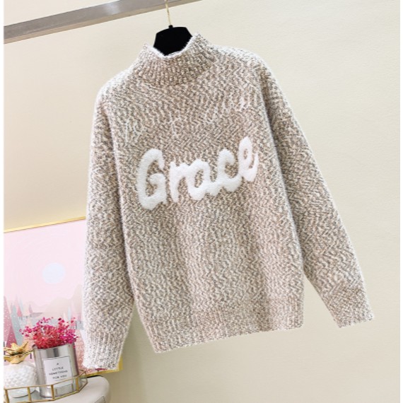 [ XẢ KHO TẾT ] Áo Len Nữ Dày Đẹp Phối Màu Có Chữ Grace - PHMAGRACE