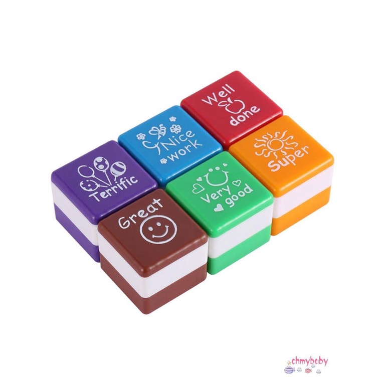 6 Phong cách / BỘ Giáo viên Đóng dấu Inking Khen ngợi Phần thưởng Tem động lực Hình dán động lực [8/8]