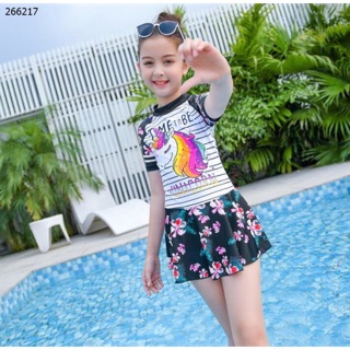 Bikini đồ bơi bé gái lớn size đại kèm mũ bơi