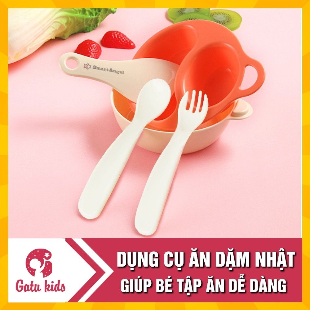 Combo ăn dặm: Bộ bát chia ngăn Inomata Nhật và set Thìa Dĩa Inomata- Hàng Nhật