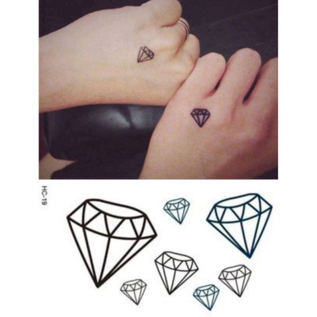 Hình xăm kim cương diamond.Xăm dán tatoo mini tạm thời, size &lt;10x6cm