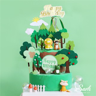 Set 2 cây xốp cổ thụ xanh - Phụ kiện trang trí bánh sinh nhật