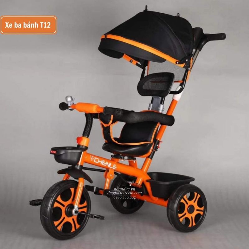 Xe đạp 3 bánh cán đẩy yên xoay chiều cao cấp vừa làm xe đẩy vừa làm xe đạp cho bé