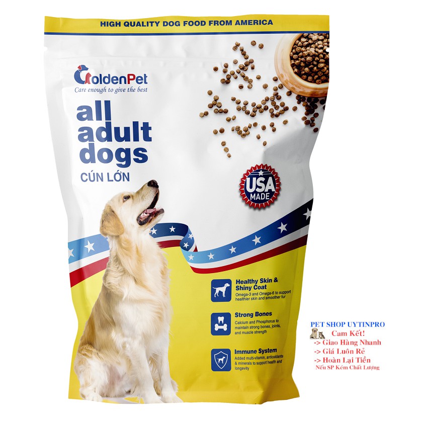 (HSD 19.05.22) THỨC ĂN HẠT CHO CHÓ LỚN GoldenPet all adull dogs Túi 1.1kg Xuất xứ USA (Mỹ)