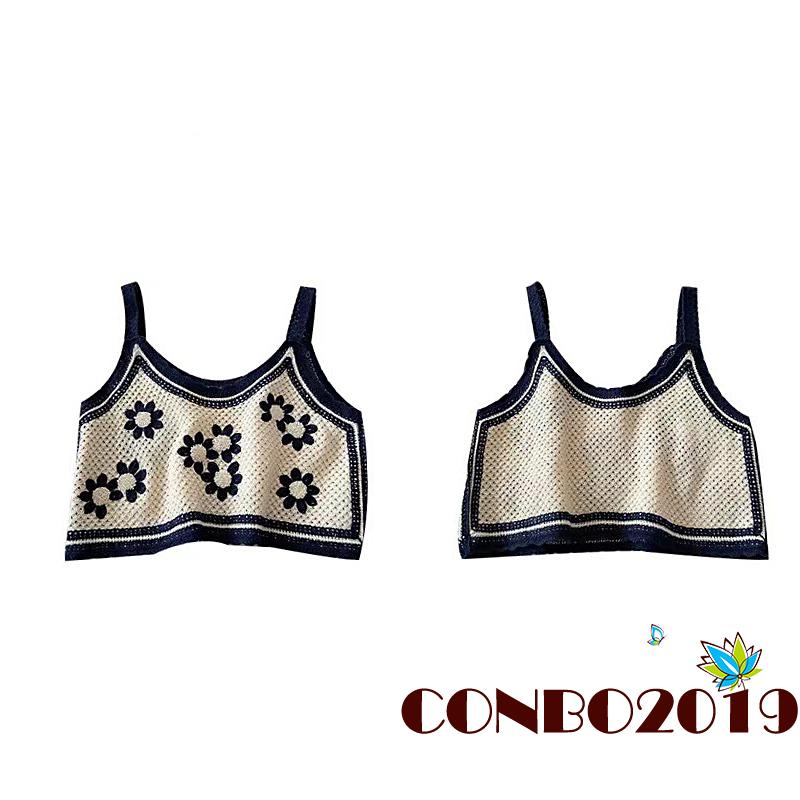 Áo Hai Dây Dệt Kim Thêu Hoa Thời Trang Mùa Hè Cho Nữ