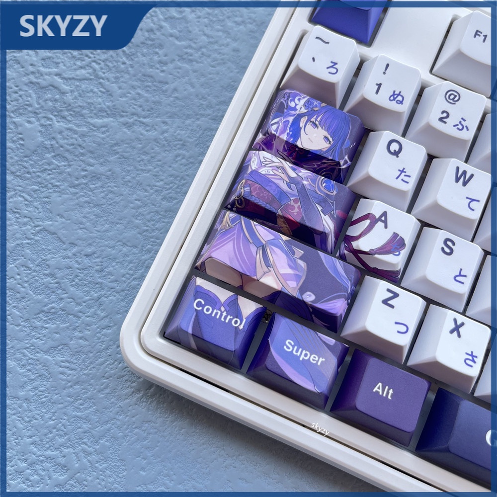 133 Phím Raiden Shogun Keycaps Cherry Profile Genshin Impact Beelzebul Anime PBT DYE SUB Bàn phím cơ Keycap