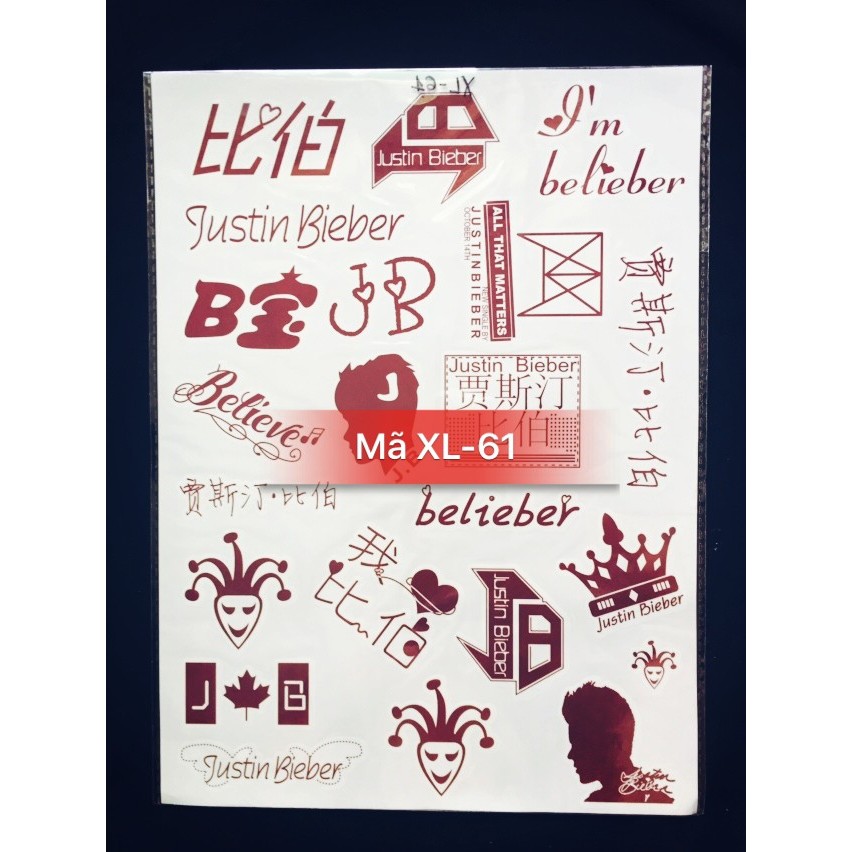 Tattoo Dán Nhóm Justin Bieber XL61