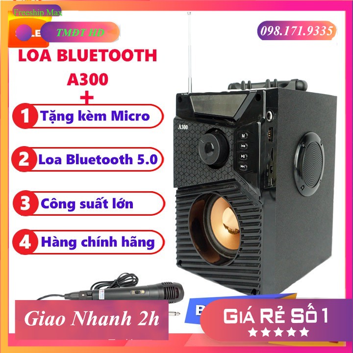Loa Công Suất Lớn, Loa A300 Hozito Cao Cấp Version 2020 + TẶNG MIC HÁT, Loa Hat Karaoke Bluetooth Cầm Tay -Kèm Bóp xốp