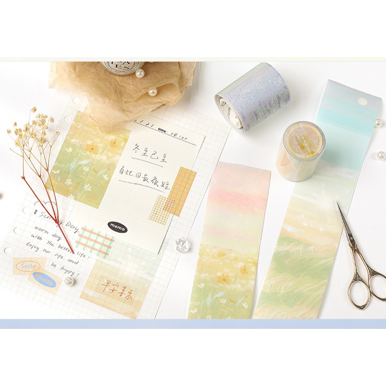 Sticker Bầu Trời 💖 Washi Tape Chiết Hình Dán Phong Cảnh Vintage Dream Traverler Trang Trí Planner Bullet Journal