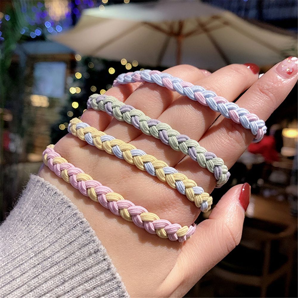 Dây buộc tóc co giãn phối hai màu phong cách Hàn Quốc đơn giản