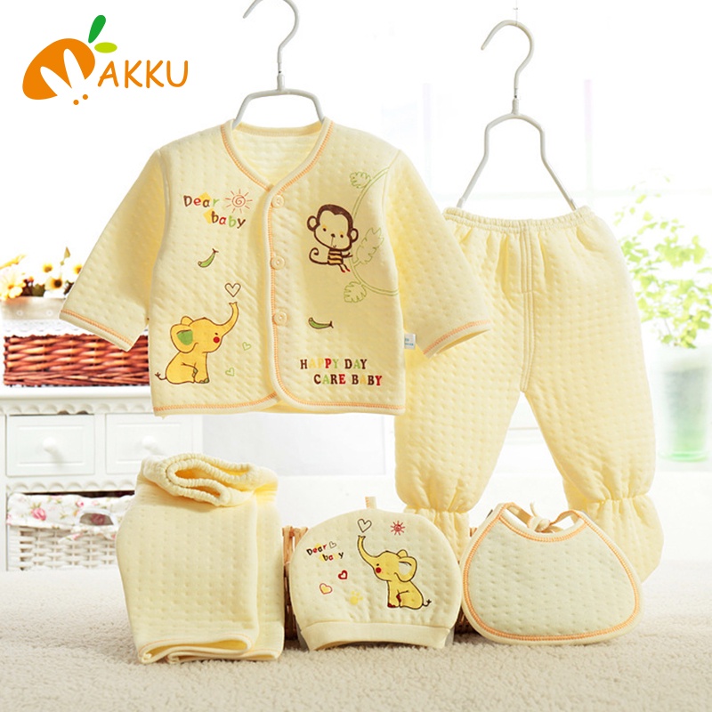 quần áo phù hợp cho quần áo sơ sinh mới sinh mũ mũ trẻ em yếm 5 cái mới biết đi quần áo cotton bộ AKKU
