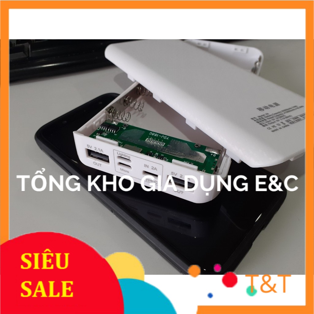 Box sạc nhanh chân cắm type c 8 cell dùng pin 18650 có LCD hiển thị, mạch sạc dự phòng