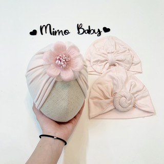 Mũ turban cho bé- hồng pastel (4-8kg)