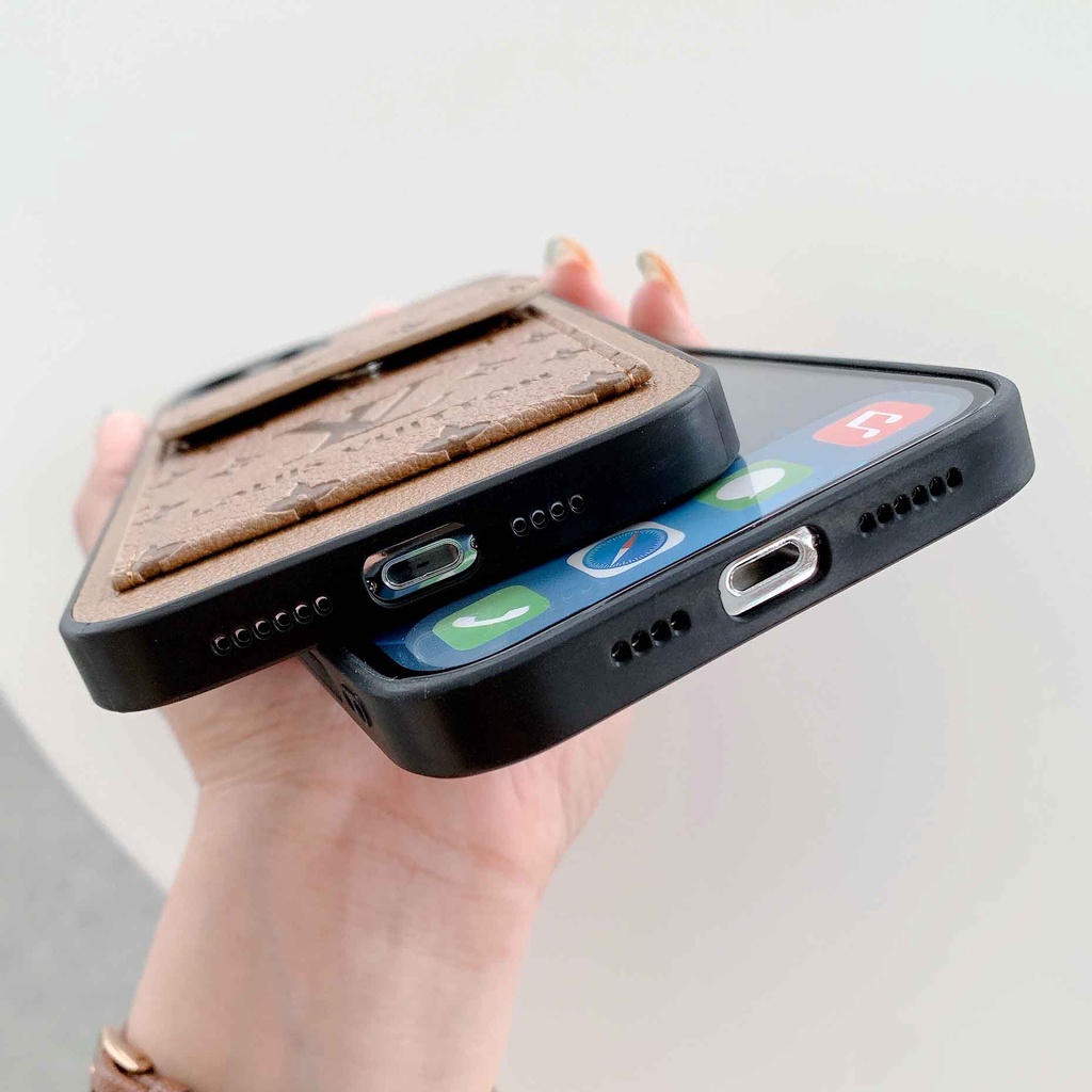 Ốp Điện Thoại Màu Xanh Lá Có Ngăn Đựng Thẻ Thời Trang Cho iphone 13promax 12 11 xsmax xr xs 7p