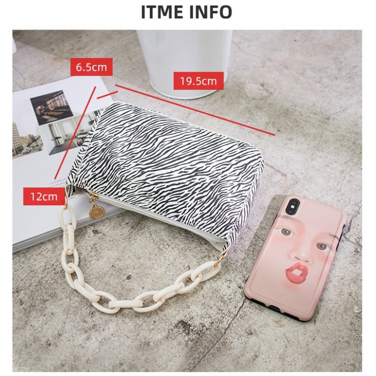 {Hot Trend} Túi kẹp nách vân ngựa vằn phối xích phong cách Retro DC09 túi đeo vai | BigBuy360 - bigbuy360.vn