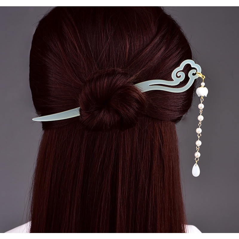 Trâm cài nhựa Hanfu đính hạt cổ xưa búi tóc đẹp Tatitava