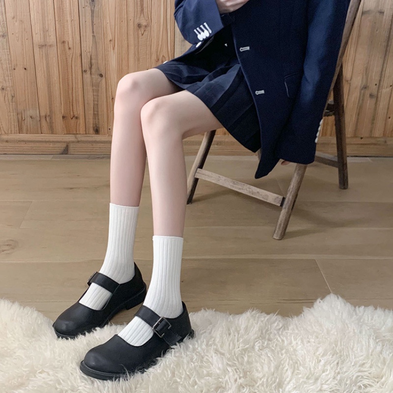 Đôi vớ FHYL cổ cao màu đen/ trắng/ kem thời trang mùa hè đơn giản dành cho nữ
