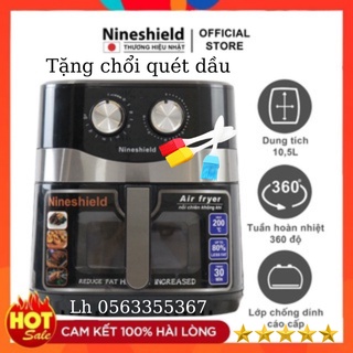 Nồi Chiên Không Dầu 10.5L Nineshield KB-8002M núm điều chỉnh cơ, Nồi chiên nướng 10L KB-8001M 8L KB-6001M chính hãng