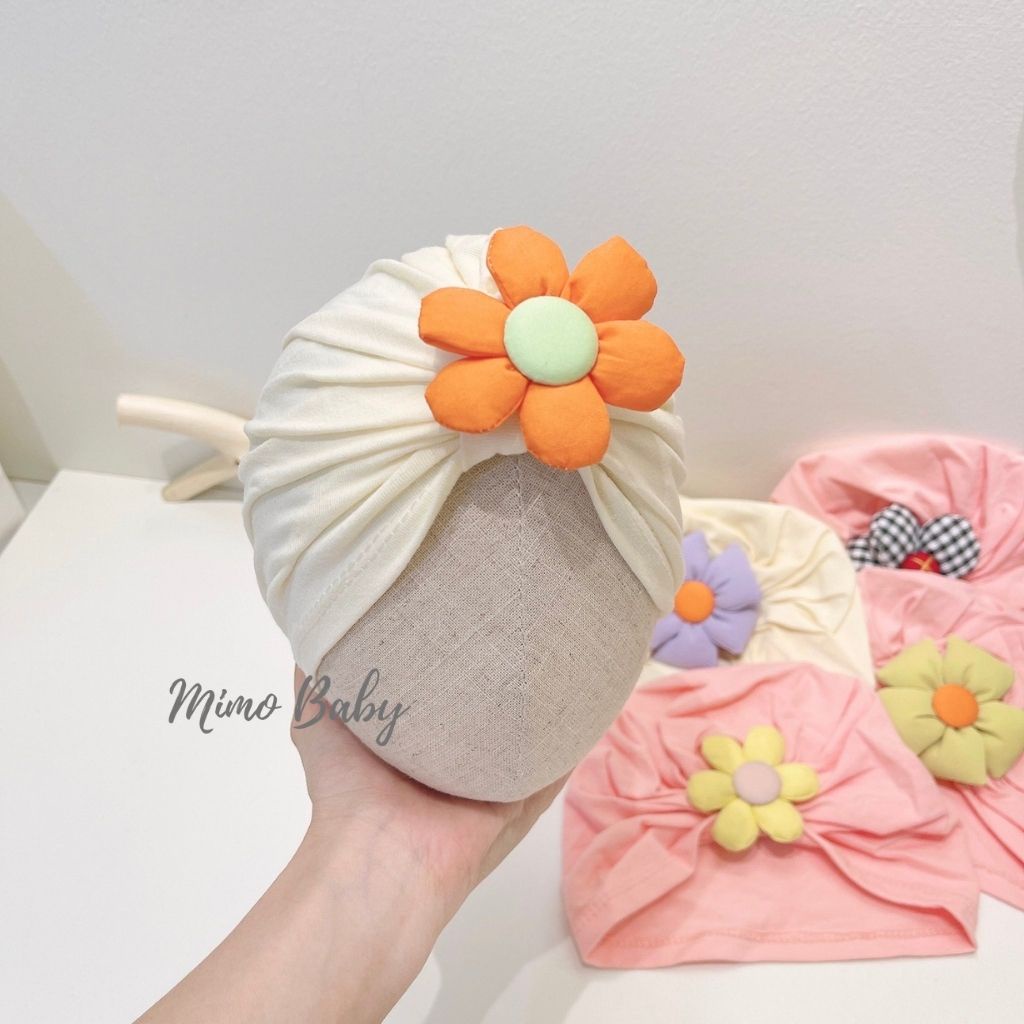 Mũ nón turban đính hoa phồng dễ thương cho bé gái 6-24m MTB92 Mimo Baby