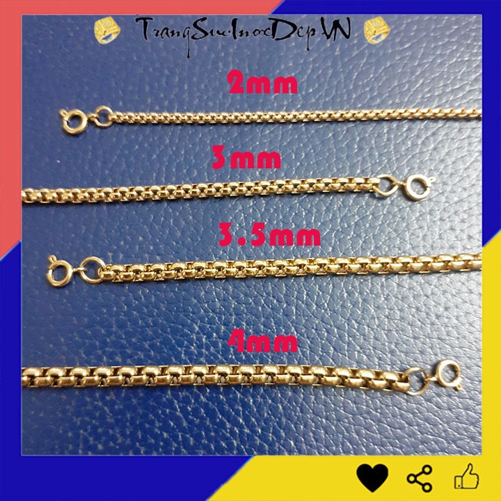 Lắc tay inox kiểu bông dừa khít mạ vàng Khóa Vip sáng đẹp không đen, nhiều cỡ, nhiều size dễ chọn