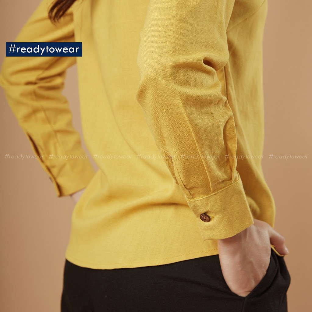Sơ mi nữ tay dài cổ Đức, đi làm đi chơi, vải đũi - linen shirt 5 màu SM01 | BigBuy360 - bigbuy360.vn