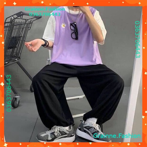 ÁO KIỂU RAGLAN THÊU HOA CÚC TÍM ĐEN CAM UNISEX - ÁO GILE PHỐI HOA CÚC TAY TRẮNG FORM TO 💎  👗👑- GNFShop