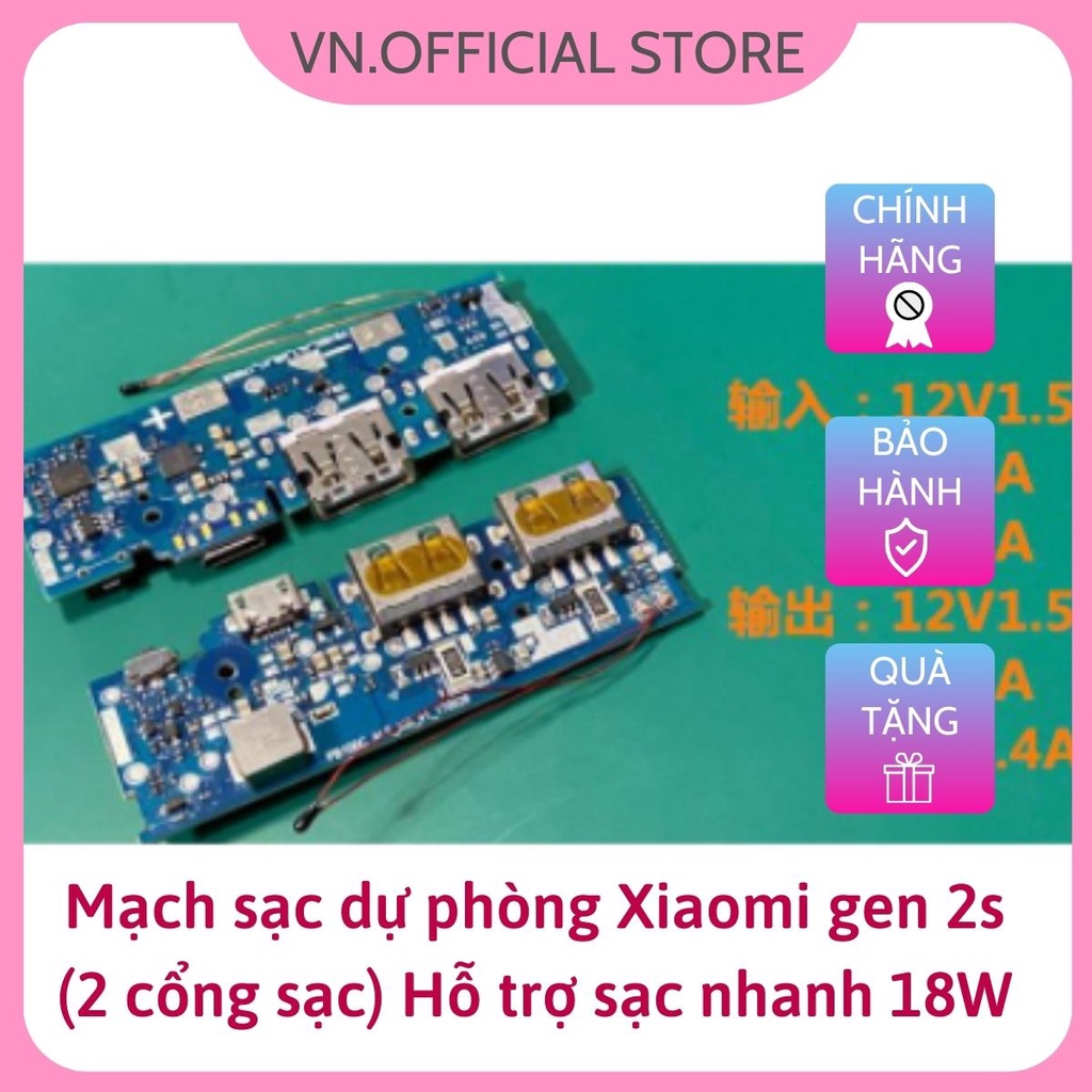 Mạch sạc dự phòng (2 cổng sạc) Xiaomi gen 2s - Chính Hãng - Hỗ trợ sạc nhanh 18W