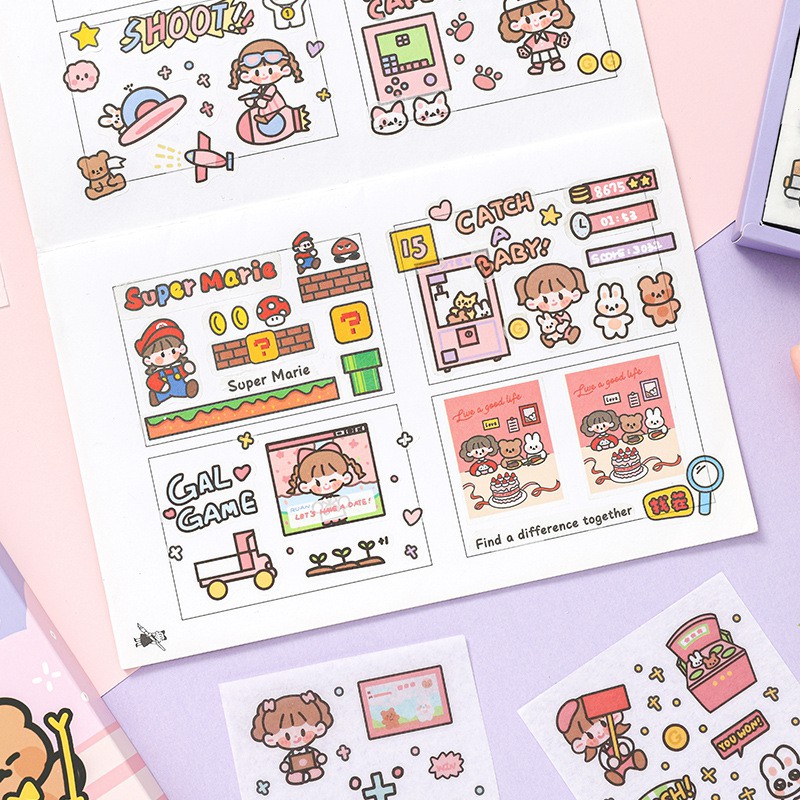 Bộ 100 tấm sticker Cô gái dễ thương hình dán cute trang trí sổ tay | BSB138