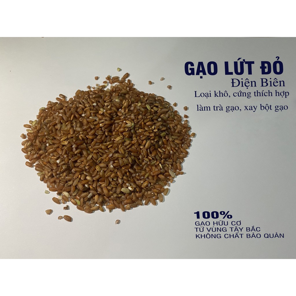 Gạo Lứt Đỏ Điện Biên - Loại Gạo khô, cứng - Túi Hút Chân không 1kg - Không chất bảo quản