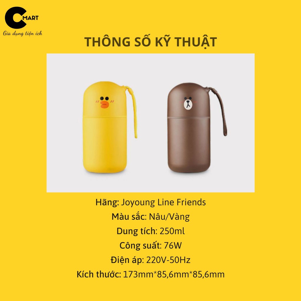 Máy Làm Sữa Hạt Cầm Tay Mini JoYoung Line Friends DJ03E-A1 [CMART GIA DỤNG TIỆN ÍCH]