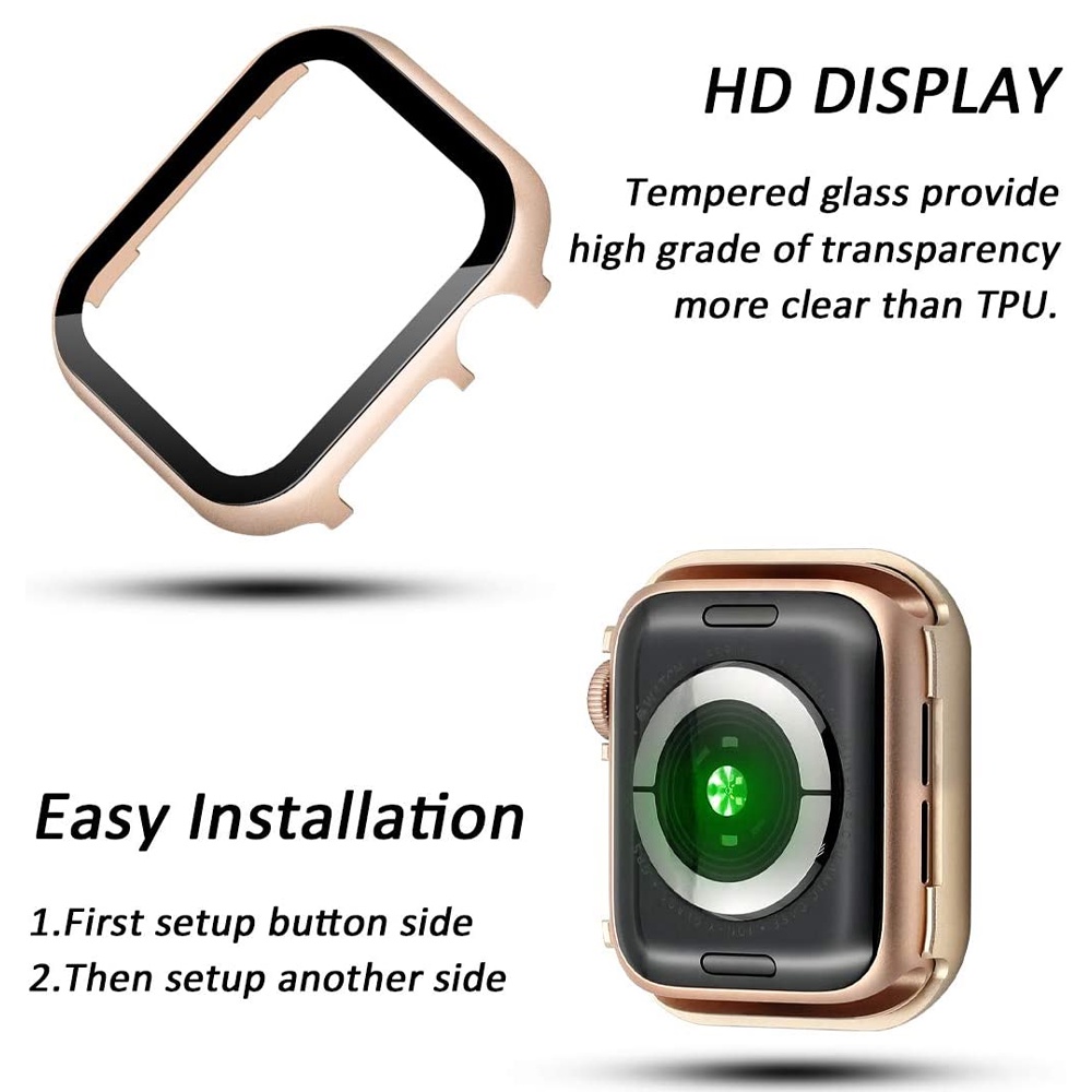Ốp Nhôm + KíNh CườNg LựC BảO Vệ MàN HìNh ĐồNg Hồ Apple Watch 4 3 2 7 41MM 42MM 45MM iWatch 5 44MM 40MM