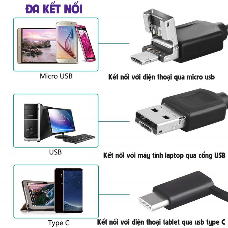 (RẺ VÔ ĐỊCH) Camera Nội Soi Siêu Nét 6 Đèn Led Kèm Bộ Đầu Lấy Ráy Tai Kết Nối Dễ Dàng Với Điện Thoại OTP - Lỗi 1 đổi 1