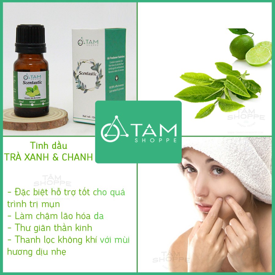 [TD THIÊN NHIÊN] Tinh dầu trà xanh và chanh (Green tea & Lime) SCENTASTIC 10ml