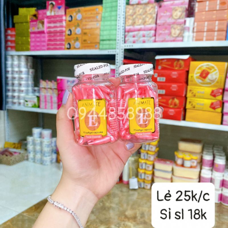 Viên kích trắng dưỡng ẩm Vitamin E hồng - ANIMATE