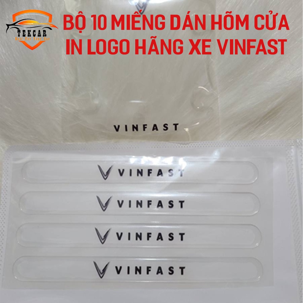 [VINFAST] Bộ 10 miếng dán chống xước hõm cửa xe silicon, miếng dán cửa xe, ốp lõm tay nắm in logo vinfast fadil, SA