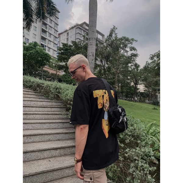 Áo Thun Unisex TeeHolic In Hình Phô Mai THS Màu Đen Và Trắng