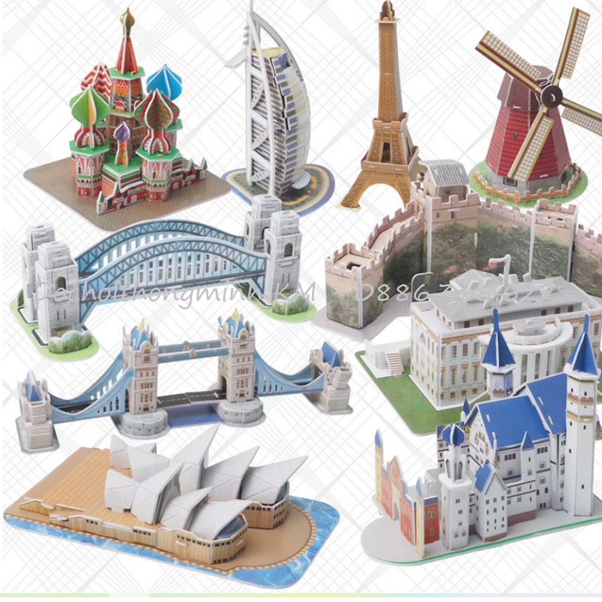 Xếp hình 3D - mô hình giấy các kỳ quan thiên nhiên, địa điểm nổi tiếng thế giới