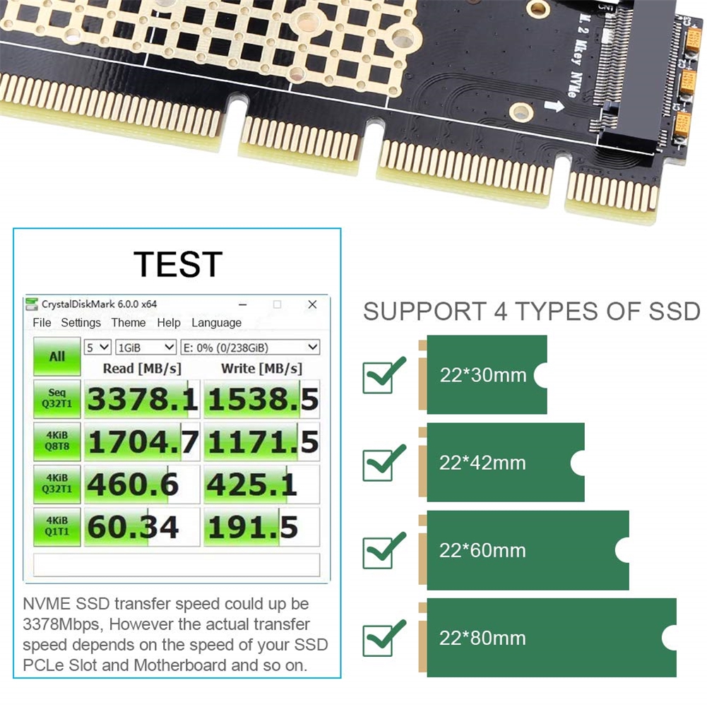 Card Chuyển Đổi M.2 Nvme Ssd Ngff Sang Pcie 3.0 X16 Pci Express 3.0 X4 2230-2280