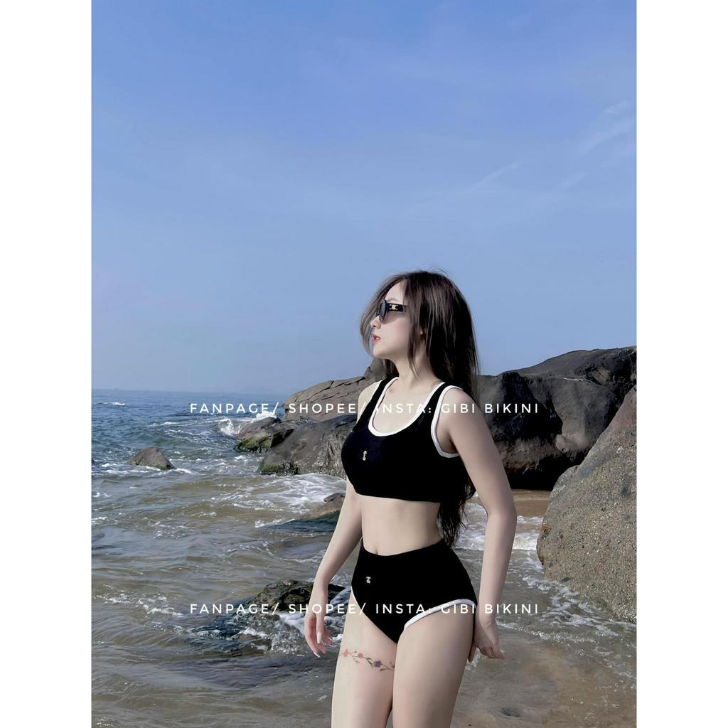 Bikini quần cạp cao kín đáo, áo 2 dây Gibi Bikini