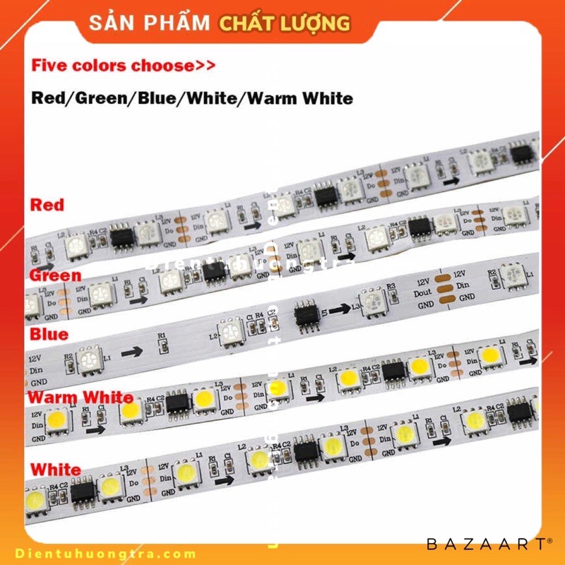 Led cuộn 5050 đơn màu không chớp nguồn 12V dài 5m