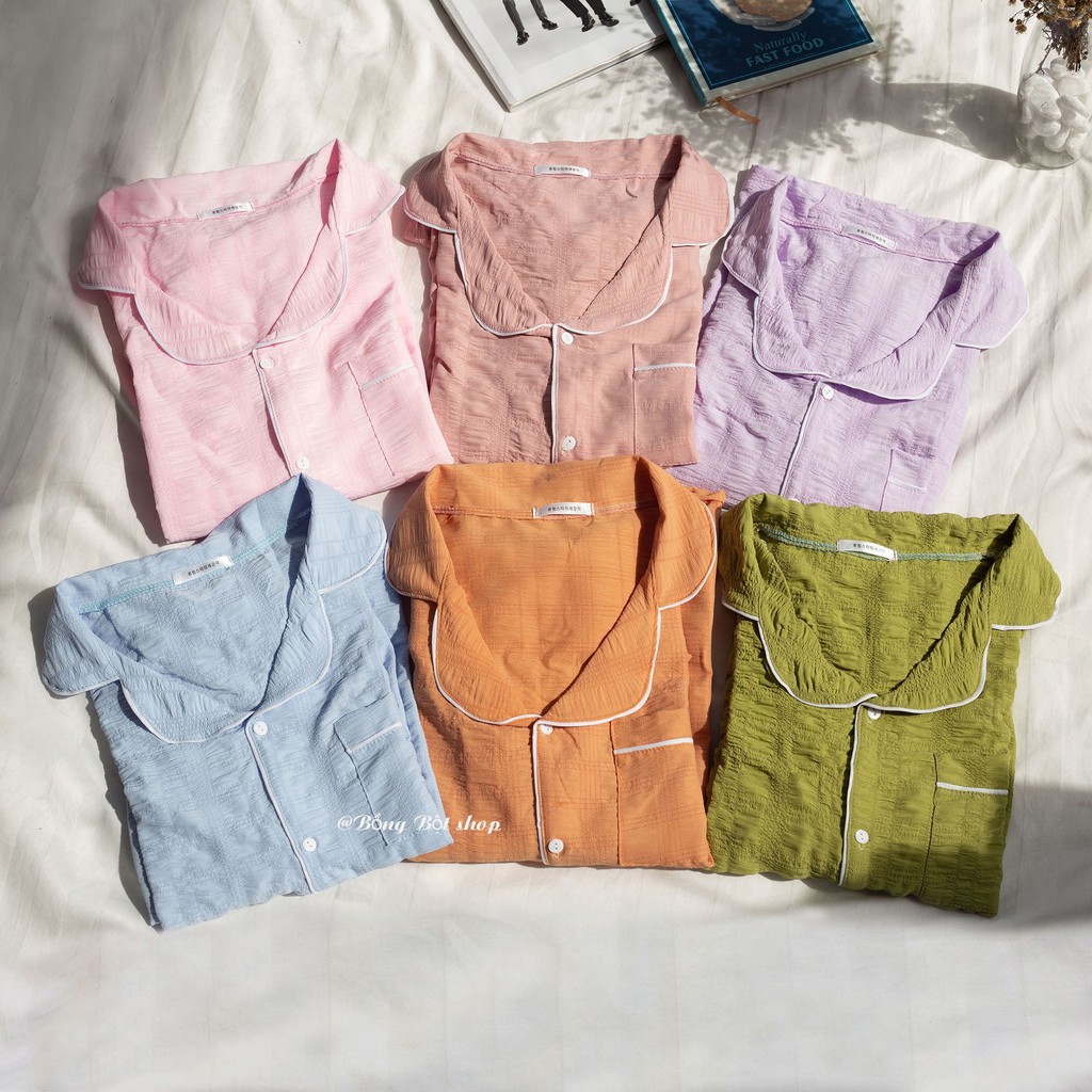 Bộ ngủ nữ mặc nhà chất đũi nhăn cao cấp hottgirl shop, đồ ngủ nữ  hottrend 2021 | BigBuy360 - bigbuy360.vn