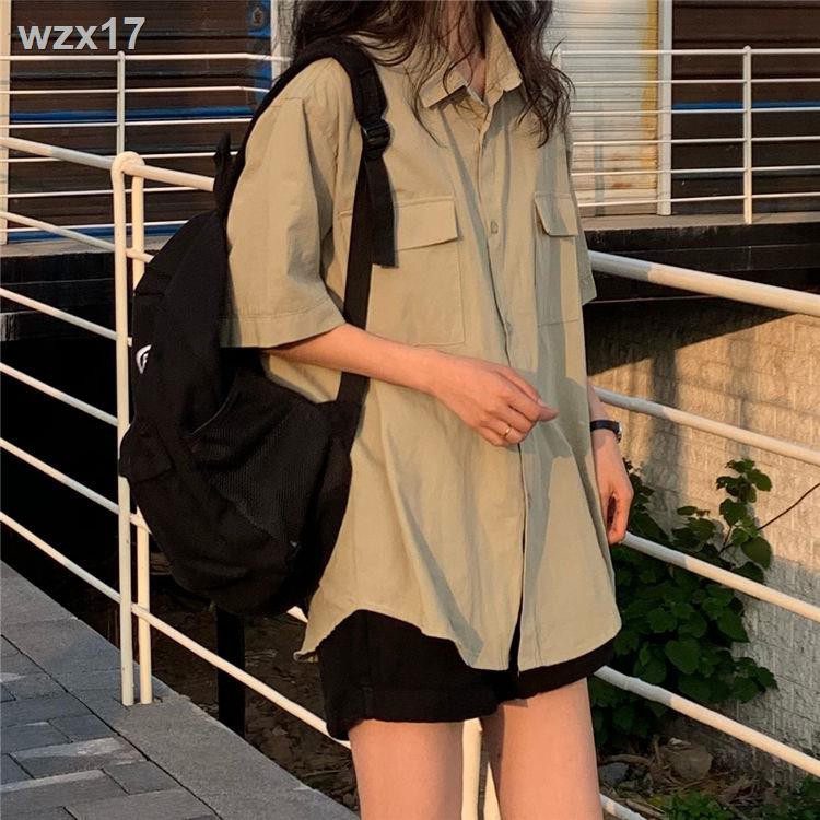 Phiên bản Hàn Quốc của áo sơ mi màu mới Đối với nữ sinh viên đại học lỏng lẻo phong cách đơn giản năm điểm Xu hướ