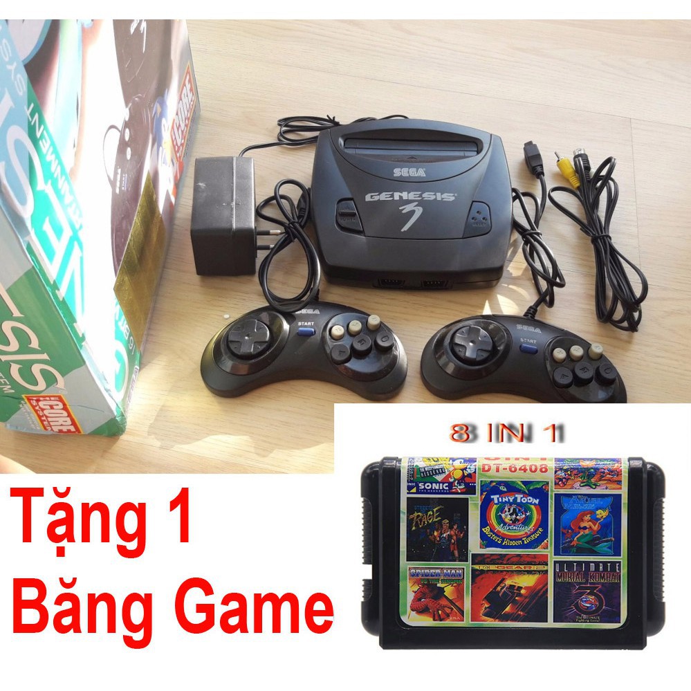 Máy chơi game 6 nút Sega 3 Tặng băng 8in 1