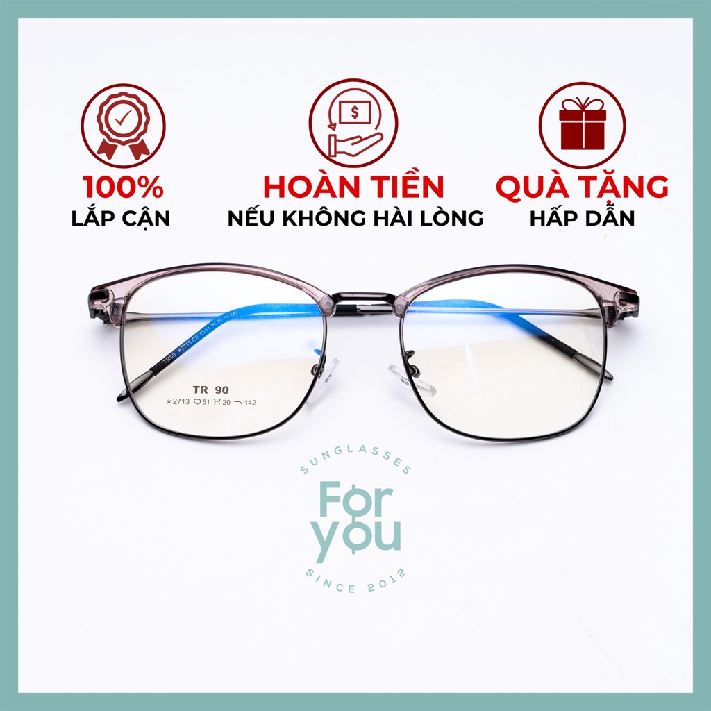 Gọng kính thời trang lắp mắt kính đổi màu phù hợp với cả nam và nữ 2713 màu ghi giá ưu đãi
