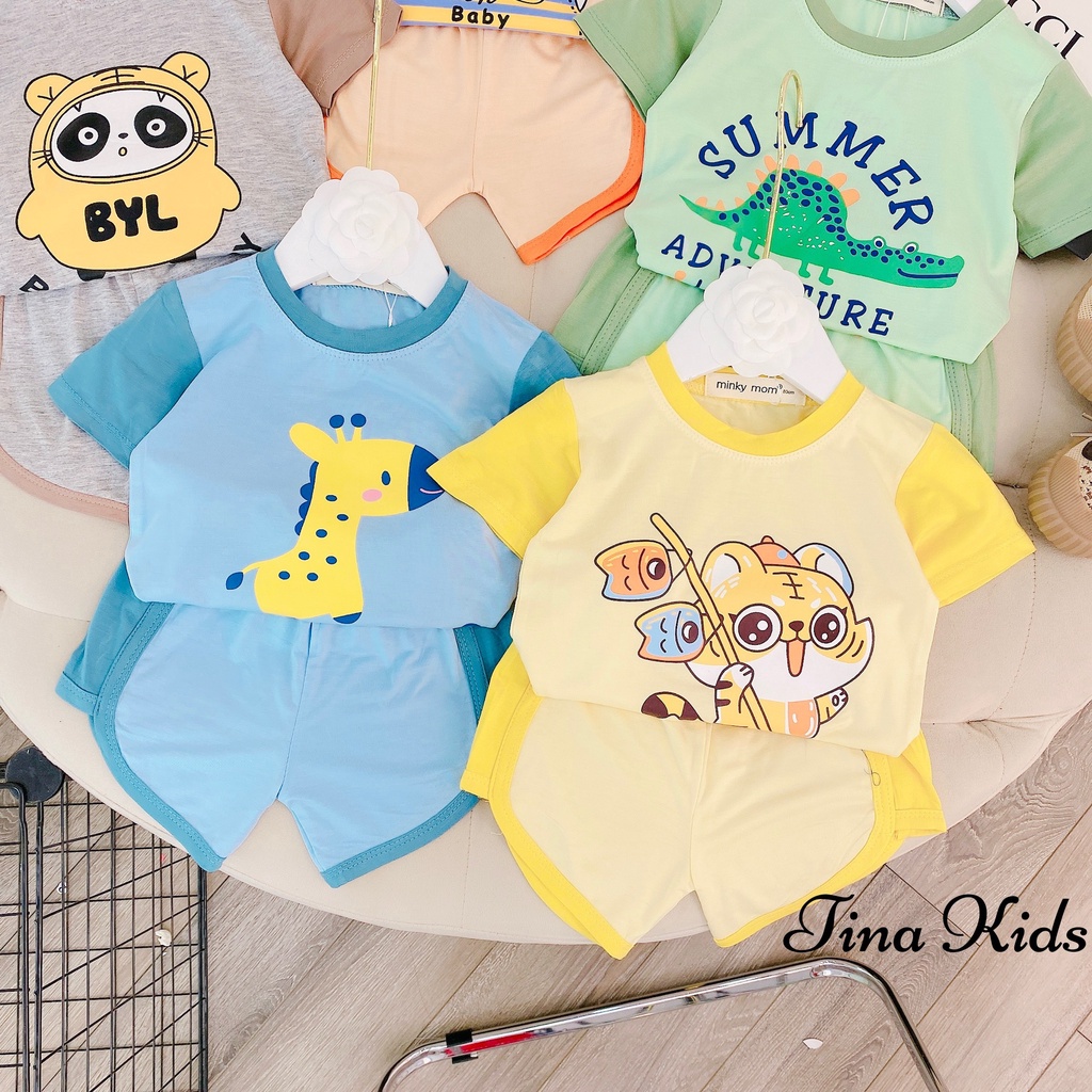 [ Bé 7-25kg ] Bộ ngắn tay phối quần vát Minky Mom thun lạnh cho bé trai bé gái từ 7-25kg